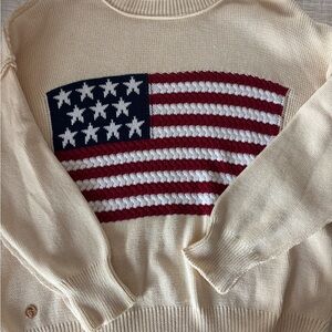 Cream Sweater with American Flag Design